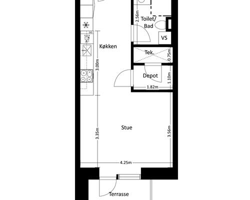 1 værelses lejlighed i Hørsholm