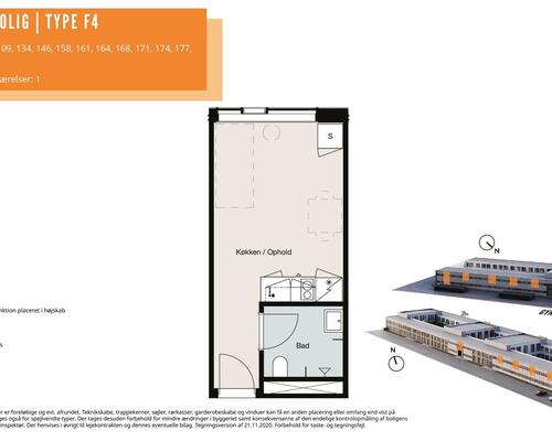 1 værelses lejlighed i Søborg