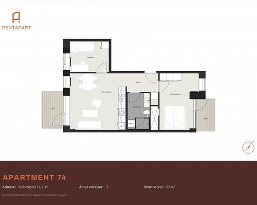 3 værelses lejlighed i København SV