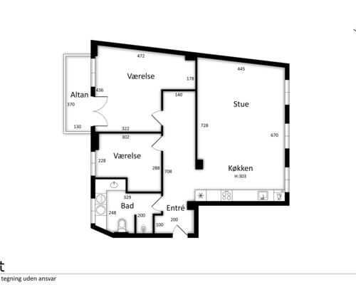 3 værelses lejlighed i København K