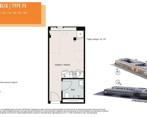 1 værelses lejlighed i Søborg