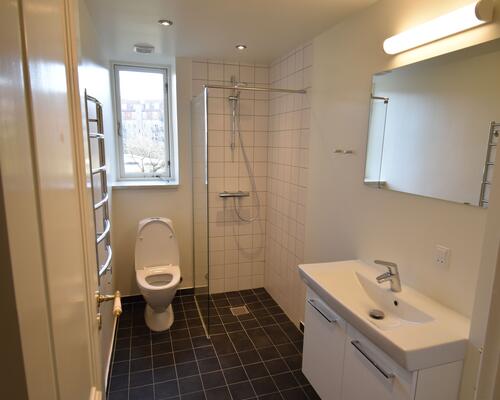 Stor renoveret delevenlig lejlighed på Frederiksbjerg. Elevator i ejendommen.