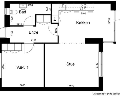 2 værelses lejlighed i Viborg