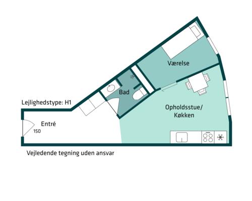 2 værelses lejlighed i Århus V