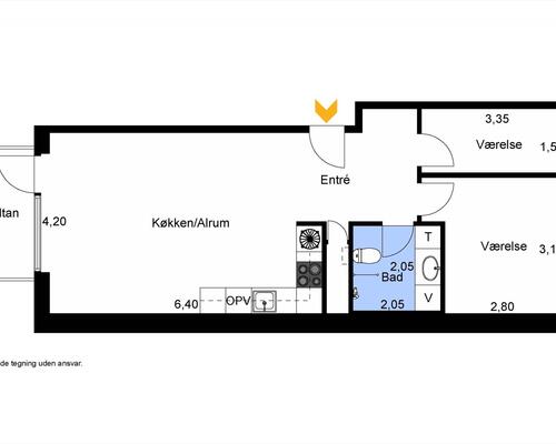 3 værelses lejlighed i København SV