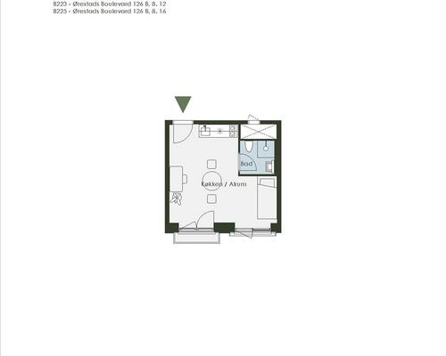 1 værelses lejlighed i København S