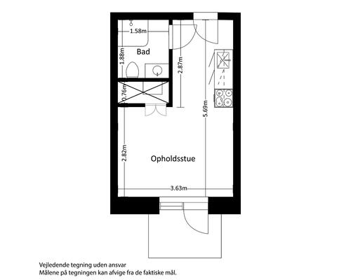 1 værelses lejlighed i Risskov