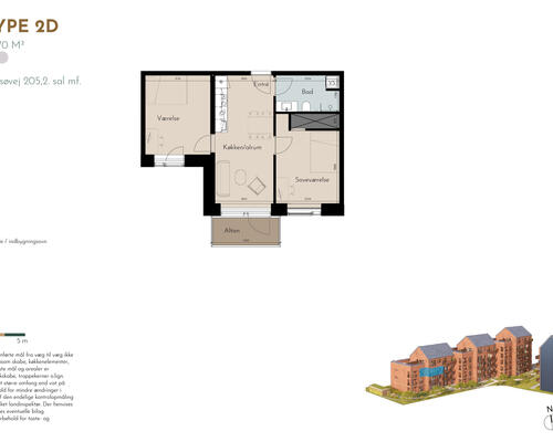 Skøn 3-værelses lejlighed med altan.