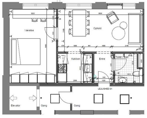 1 værelses lejlighed i Odense C