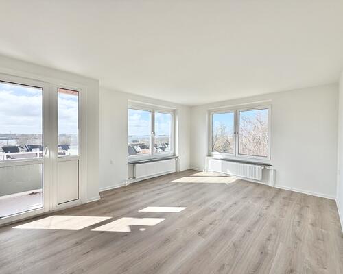 Moderne 1-værelses lejlighed med altan og udsigt