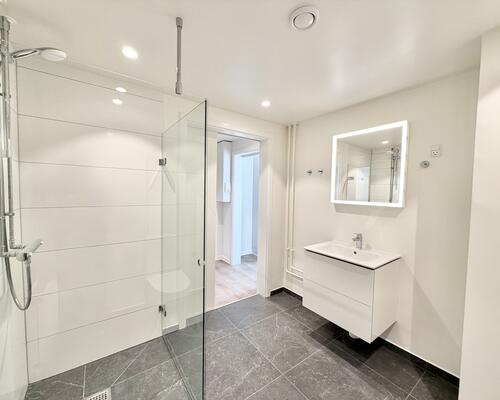 Moderne 1-værelses lejlighed med altan og udsigt