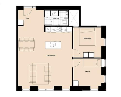 Stor 3 værelseslejlighed i Gartnerbyen