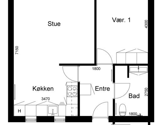 2 værelses hus i Trustrup