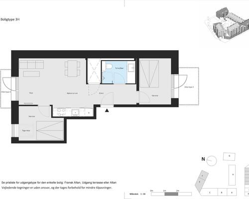 3 værelses lejlighed i Århus N