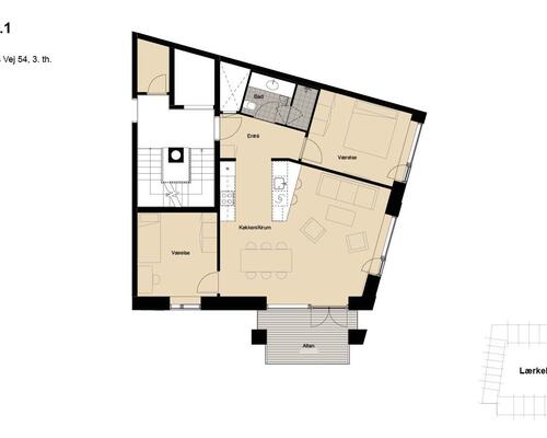 3 værelses lejlighed i København SV