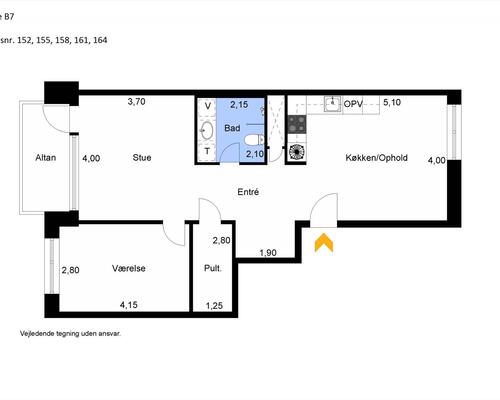 3 værelses lejlighed i København SV