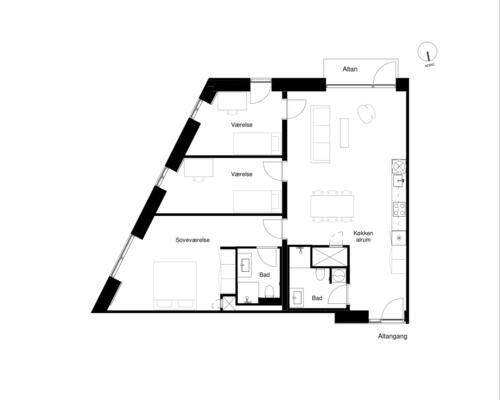 4 værelses lejlighed i København S