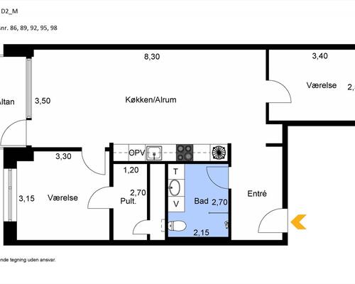 3 værelses lejlighed i København SV