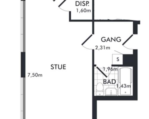 1 værelses lejlighed i Aalborg