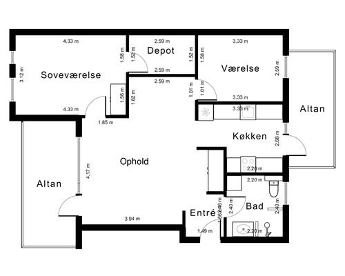 3 værelses lejlighed i Farum