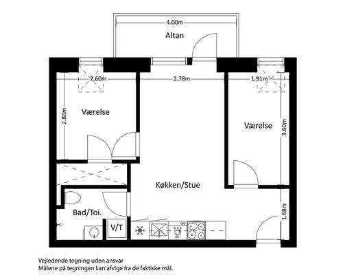 3 værelses lejlighed i Viby J