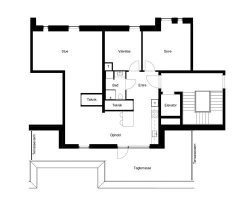 Stor 3-værelses med imponerende privat tagterrasse!