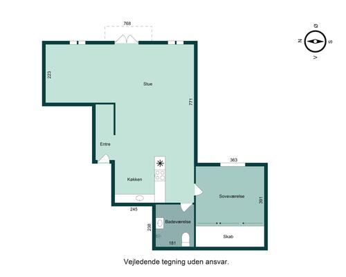 Flot lejlighed med altan på gågaden i Vejle