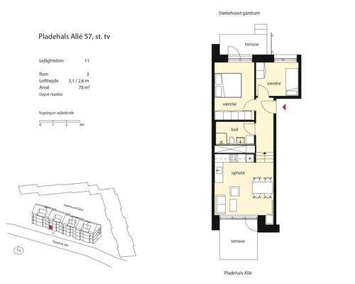 3 værelses lejlighed i København SV
