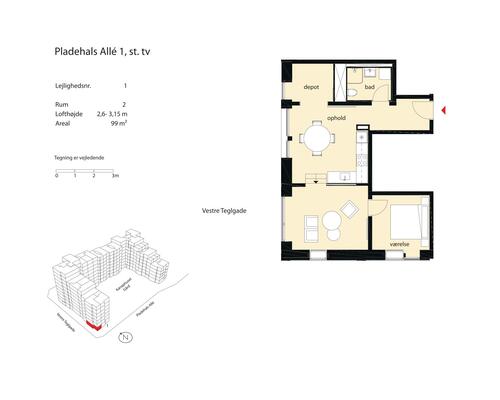 2 værelses lejlighed i København SV