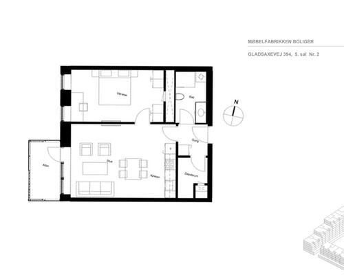 Lækker 2-værelses lejlighed med stor altan i et moderne byggeri