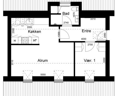 2 værelses lejlighed i Bjerringbro