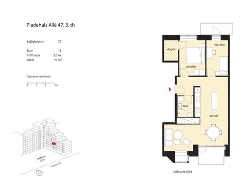 3 værelses lejlighed i København SV