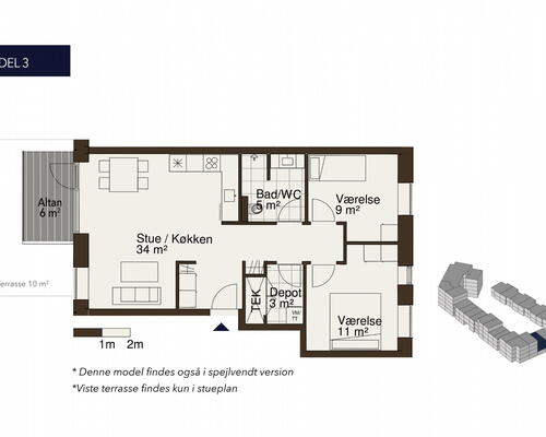 Egedal Stationsby - Hyggelig 3 vær. lejlighed med stor terrasse