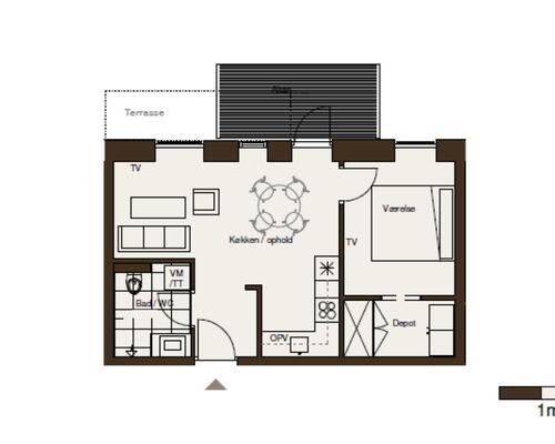 Egedal Stationsby - Moderne 2 vær. lejebolig med stor altan