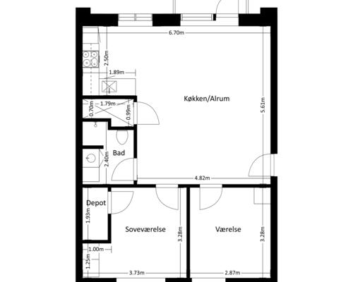 3 værelses lejlighed i Frederikssund