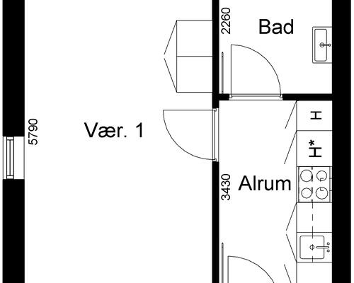 1 værelses lejlighed i Billund