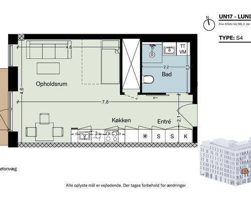 1 vær. bolig i UN17 Lunden - et bofællesskab for dig over 40 år - 1. række til grønne omgivelser - Unik udsigt