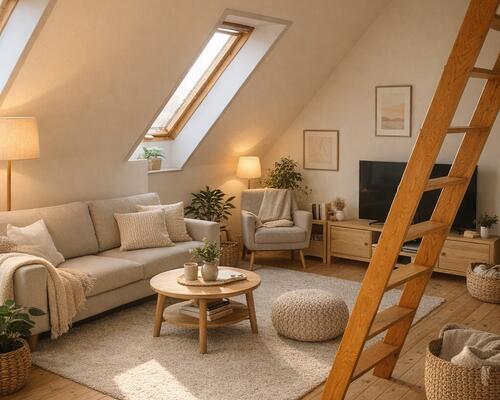 Hyggelig 2-vær taglejlighed med NYT køkken og hems. Huslejen er inkl. vand.