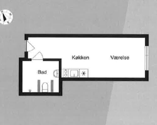 1-værelses studiebolig på Teglholmen
