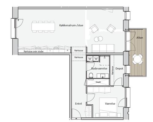 Stor 2 vær. lejlighed Holmen/Føtexhus i Vejle - Fælles tagterrasse