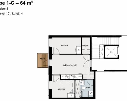 Moderne 3-værelses lejlighed i Kgs. Lyngby