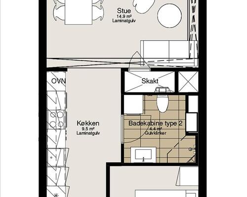 2 værelses lejlighed i Silkeborg