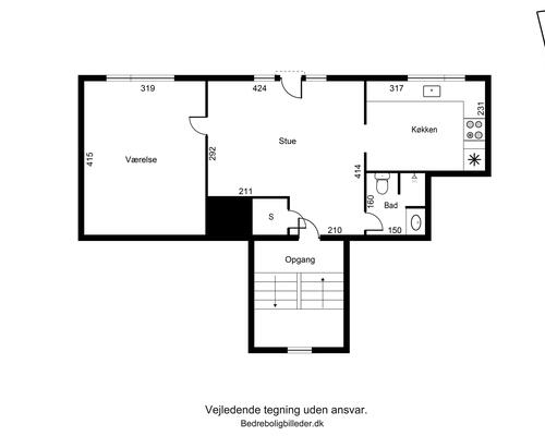 Flot og lys 2-værelses lejlighed med altan