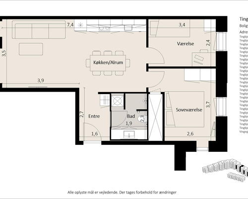 Nybygget 3-værelses lejlighed med altan og optimal planløsning i Tingbjerg