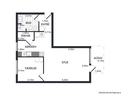 2 værelses lejlighed i Viborg