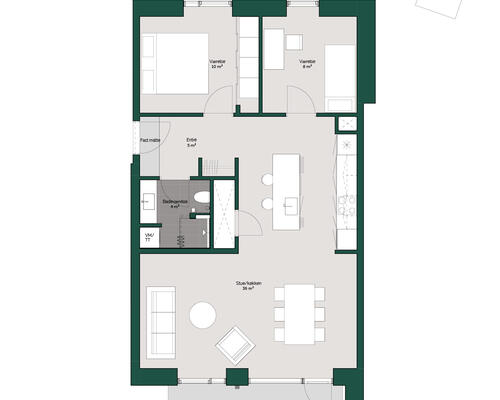 3 værelses lejlighed på 85 m²