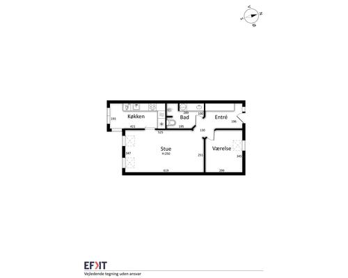 2 værelses nyere renoveret lejlighed på 69 m²