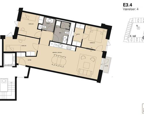 4 værelses lejlighed i København SV
