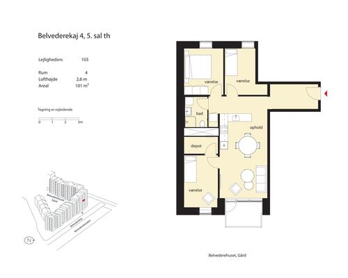 4 værelses lejlighed i København SV