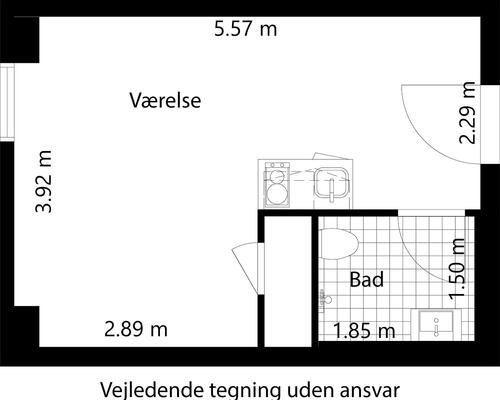1 værelses lejlighed i Valby
